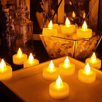 Plastic Flameless LED Tealight White Candles Smokeless Candles -12